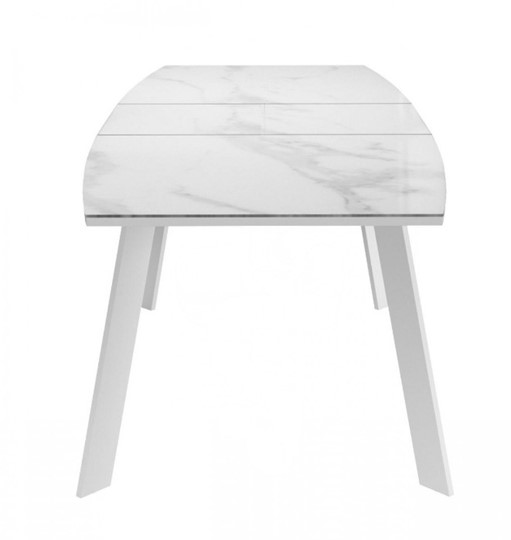 Обеденный раздвижной стол Dikline XLS160 мрамор белый глянец/ножки белые в Березниках - изображение 3