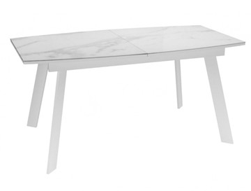 Обеденный раздвижной стол Dikline XLS160 мрамор белый глянец/ножки белые в Чайковском
