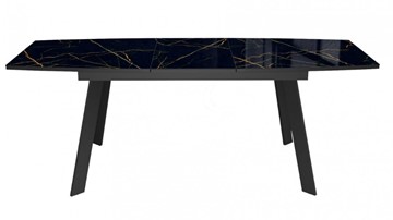Стол раздвижной Dikline XLS160 мрамор черный глянец/ножки черные в Перми - предосмотр 1