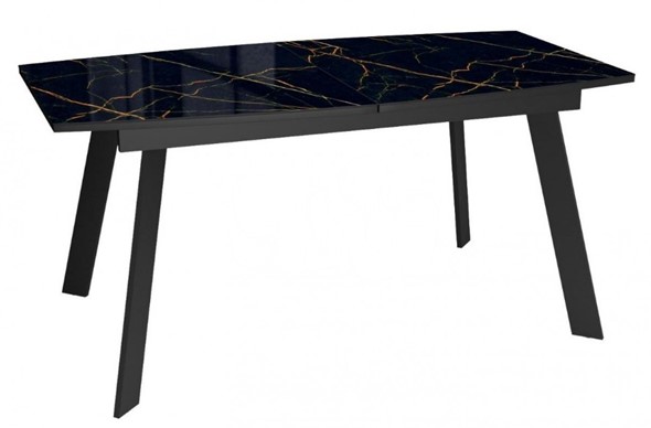 Стол раздвижной Dikline XLS160 мрамор черный глянец/ножки черные в Перми - изображение