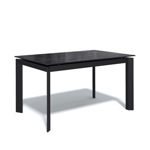 Обеденный раздвижной стол DT1400 (черный/стекло камень черный сатин) в Перми - предосмотр