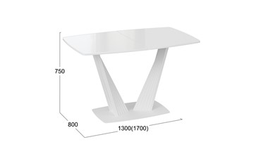 Кухонный стол раскладной Фабио тип 1 (Белый матовый, Стекло глянцевое белое) в Перми - предосмотр 4