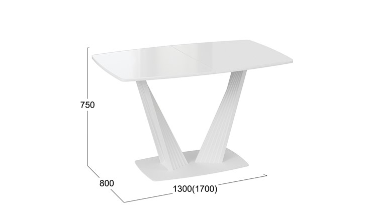 Кухонный стол раскладной Фабио тип 1 (Белый матовый, Стекло глянцевое белое) в Перми - изображение 4