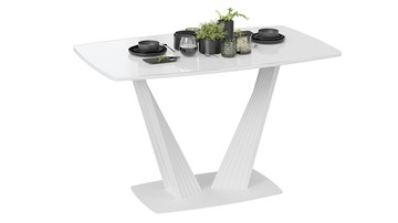 Кухонный стол раскладной Фабио тип 1 (Белый матовый, Стекло глянцевое белое) в Березниках