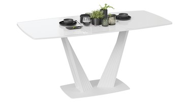 Кухонный стол раскладной Фабио тип 1 (Белый матовый, Стекло глянцевое белое) в Перми - предосмотр 1
