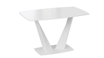 Кухонный стол раскладной Фабио тип 1 (Белый матовый, Стекло глянцевое белое) в Перми - предосмотр 2