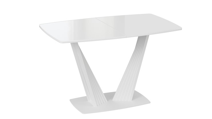 Кухонный стол раскладной Фабио тип 1 (Белый матовый, Стекло глянцевое белое) в Перми - изображение 2