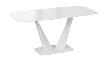 Кухонный стол раскладной Фабио тип 1 (Белый матовый, Стекло глянцевое белое) в Перми - предосмотр 3