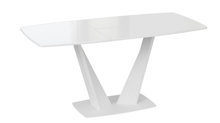 Кухонный стол раскладной Фабио тип 1 (Белый матовый, Стекло глянцевое белое) в Перми - изображение 3