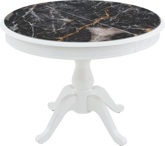 Кухонный раскладной стол Фабрицио-1 Glass, Круг 1000, фотопечать (Мрамор 10) в Перми