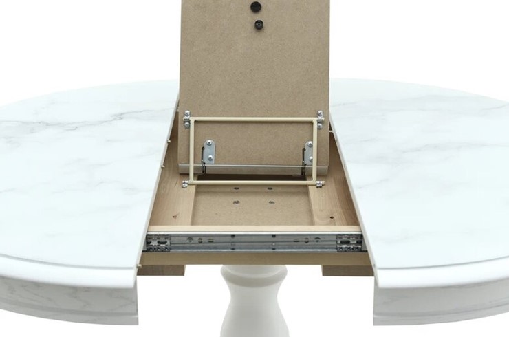 Кухонный раздвижной стол Фабрицио-1 Glass, Круг 1000, фотопечать (Мрамор 12) в Перми - изображение 8