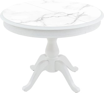 Кухонный раскладной стол Фабрицио-1 Glass, Круг 1000, фотопечать (Мрамор 2) в Перми - предосмотр
