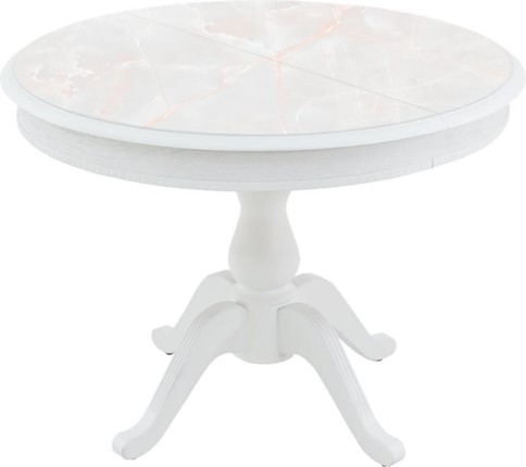 Кухонный раздвижной стол Фабрицио-1 Glass, Круг 1000, фотопечать (Мрамор 7) в Кунгуре - изображение