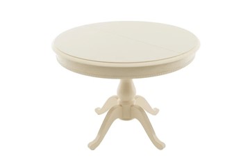Кухонный стол раскладной Фабрицио-1 Glass, Круг 1000, (Тон 10 - Слоновая кость + Молочное) в Перми