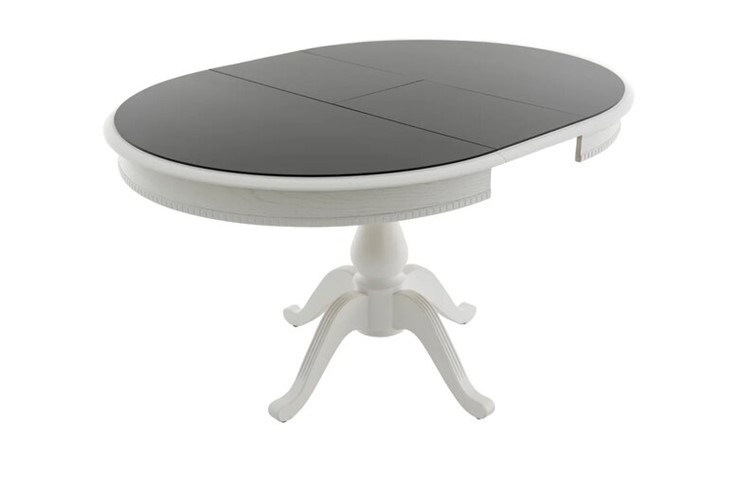 Обеденный раздвижной стол Фабрицио-1 Glass, Круг 1000, (Тон 9 - Эмаль белая + Чёрное) в Перми - изображение 2