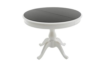 Овальный стол на кухню Фабрицио-1 Glass, Круг 1000, (Тон 9 - Эмаль белая + Чёрное) в Перми