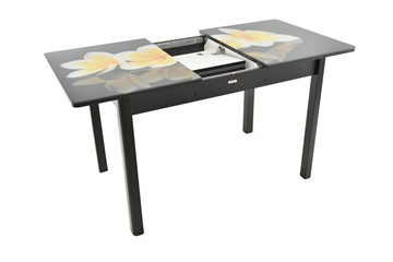 Кухонный раскладной стол Гамбург исп. 1, ноги метал. крашеные №23 (Exclusive h192/черный) в Перми - предосмотр 2