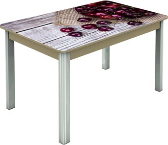 Кухонный стол раскладной Гамбург исп. Мини, ноги метал. крашеные №23, Фотопечать (Фрукты №29) в Перми