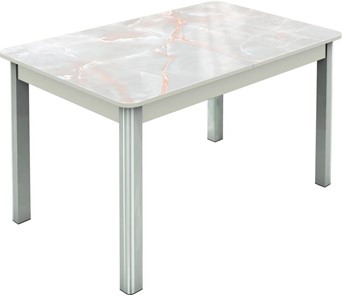 Кухонный стол раскладной Гамбург исп. Мини, ноги метал. крашеные №23, Фотопечать (Мрамор №7) в Перми