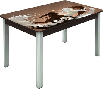 Обеденный раздвижной стол Гамбург исп.1 ноги метал. крашеные №23, Фотопечать (Кофе №18) в Чайковском