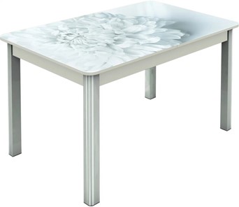 Кухонный стол раскладной Гамбург исп.2 ноги метал. крашеные №23, Фотопечать (Цветы №27) в Перми - предосмотр