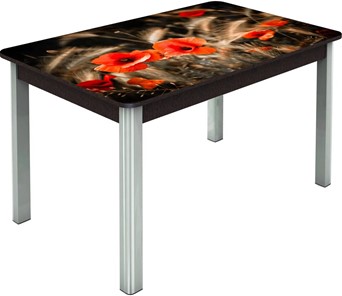 Кухонный стол раскладной Гамбург исп.2 ноги метал. крашеные №23, Фотопечать (Цветы №38) в Перми - предосмотр