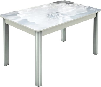 Кухонный стол раскладной Гамбург исп.2 ноги метал. крашеные №23, Фотопечать (Цветы №48) в Перми