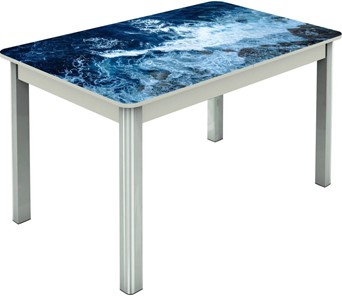Кухонный стол раскладной Гамбург исп.2 ноги метал. крашеные №23, Фотопечать (Вода №15) в Перми