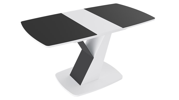 Стол раздвижной Гарда тип 1, цвет Белый/Стекло матовое черный графит в Перми - изображение 1