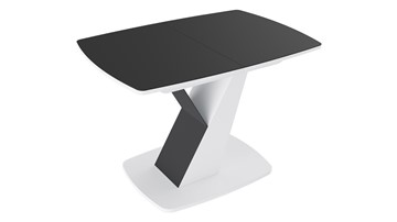 Стол раздвижной Гарда тип 1, цвет Белый/Стекло матовое черный графит в Перми