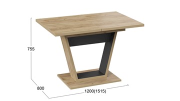 Кухонный стол раскладной Гавана тип 1 (Дуб крафт золотой/Черный) в Чайковском - предосмотр 5