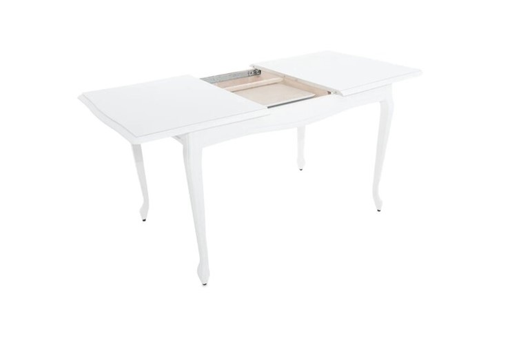 Кухонный раздвижной стол Кабриоль GLASS 1200х800, (Тон 9 - Эмаль белая + Белое стекло) в Перми - изображение 2