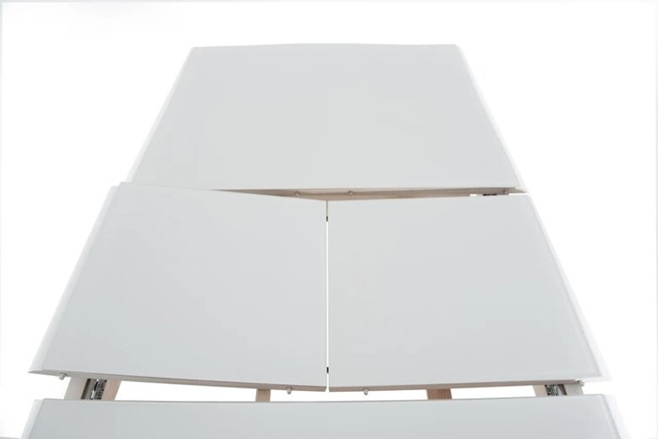 Кухонный раздвижной стол Кабриоль GLASS 1200х800, (Тон 9 - Эмаль белая + Белое стекло) в Перми - изображение 4