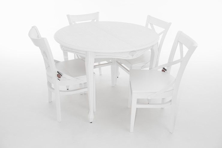 Кухонный стол раскладной Кабриоль исп. Круг 1050, тон 40 Покраска + патина (в местах фрезеровки) в Перми - изображение 6