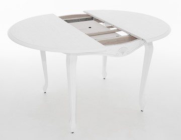 Кухонный стол раскладной Кабриоль исп. Круг 1250, тон 2 Покраска + патина с прорисовкой (на столешнице) в Перми - предосмотр 2
