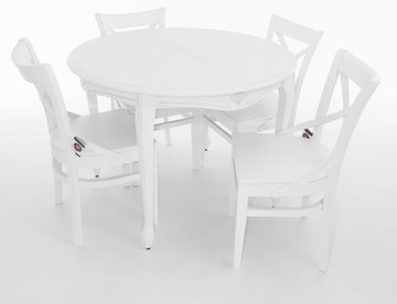 Кухонный стол раскладной Кабриоль исп. Круг 1250, тон 2 Покраска + патина с прорисовкой (на столешнице) в Перми - предосмотр 6