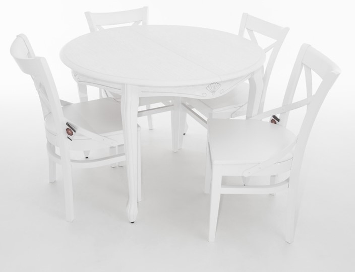 Кухонный стол раскладной Кабриоль исп. Круг 1250, тон 2 Покраска + патина с прорисовкой (на столешнице) в Перми - изображение 6