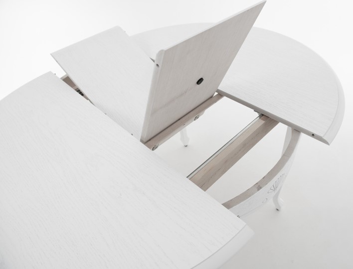Кухонный стол раскладной Кабриоль исп. Круг 1250, тон 2 Покраска + патина с прорисовкой (на столешнице) в Перми - изображение 4