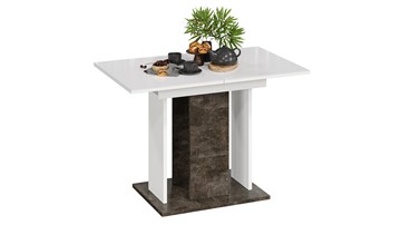Кухонный стол раздвижной Кёльн тип 1 (Ателье темный, Белый, Стекло Белый глянец) в Березниках