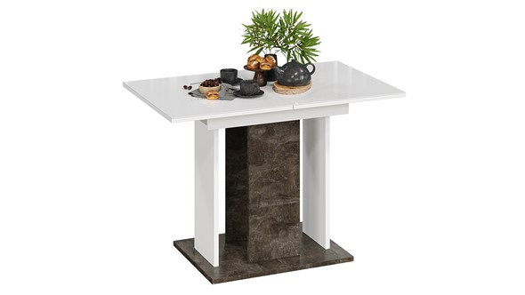 Кухонный стол раздвижной Кёльн тип 1 (Ателье темный, Белый, Стекло Белый глянец) в Березниках - изображение