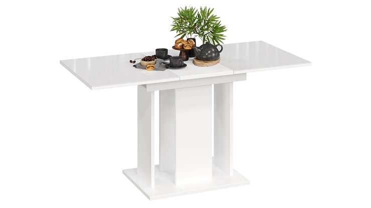 Кухонный стол раздвижной Кёльн тип 1 (Белый, Стекло Белый глянец) в Перми - изображение 1
