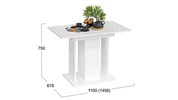 Кухонный стол раздвижной Кёльн тип 1 (Белый, Стекло Белый глянец) в Перми - предосмотр 2