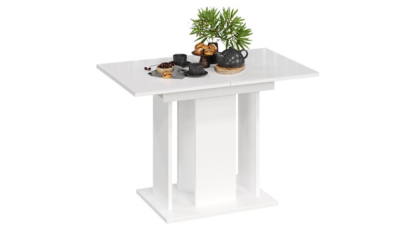Кухонный стол раздвижной Кёльн тип 1 (Белый, Стекло Белый глянец) в Перми - изображение
