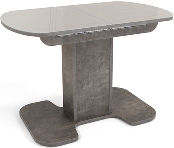 Кухонный стол раздвижной Кубика Киото-1 (ноги серый камень, серебро/серый камень) в Перми