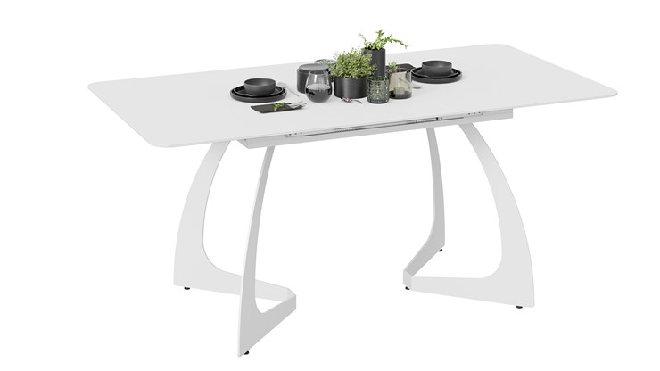 Раздвижной стол Конкорд Тип 2 (Белый муар/Стекло матовое белое) в Перми - изображение 1