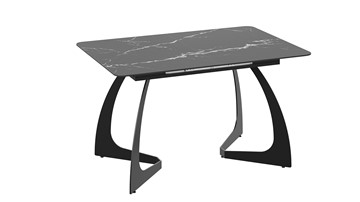 Кухонный раскладной стол Конкорд Тип 2 (Черный муар/Стекло матовое черный мрамор) в Перми - предосмотр 2