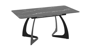 Кухонный раскладной стол Конкорд Тип 2 (Черный муар/Стекло матовое черный мрамор) в Перми - предосмотр 3
