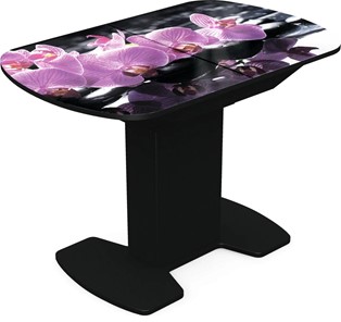 Кухонный стол раздвижной Корсика исп. 1 Фотопечать (Цветы №30) 1100(1415)*700 в Перми
