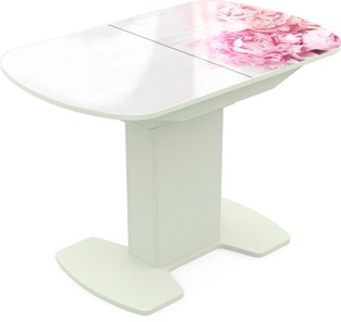 Кухонный стол раскладной Корсика исп. 1 Фотопечать (Цветы №49) 1100(1415)*700 в Березниках