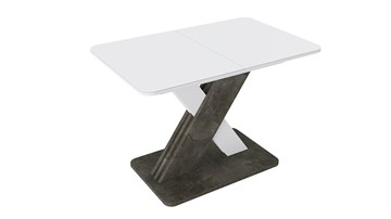 Кухонный стол раздвижной Люксембург тип 1 (Белый/Ателье темный/Стекло белое матовое) в Перми